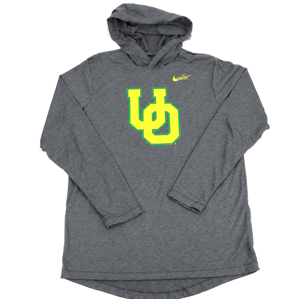 Oregon Ducks Nike DRI-FIT Hoodie T-Shirt OU Mens Size Medium Long Sleeve Gray